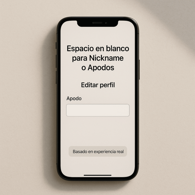 Espacio en blanco para Nickname o Apodos